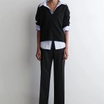 Wool Slim Trousers Black