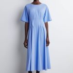 Cotton Pleated Dress Blue