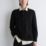 Wool Round-Neck Cardigan Black