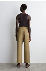 Cotton Wide-Leg Pants Khaki - Image 2