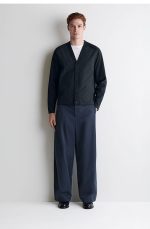 Knitted V-Neck Cardigan Navy - Image 2