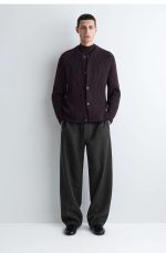 Wool Round-Neck Cardigan Red