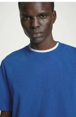 Cotton Round-Neck T-Shirt Blue - Image 3