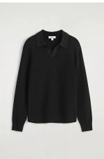 Standard Polo-collar Blend Knitwear Black - Image 4