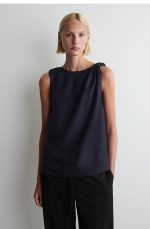 Linen Knotted Top Navy