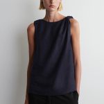 Linen Knotted Top Navy