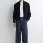 Cotton Straight Trousers Navy
