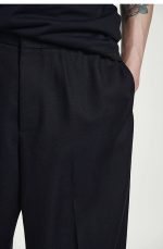 Wool Drawstring Trousers Navy - Image 3