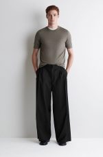 Wool Wide-Leg Pants Black