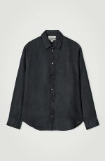 Linen Long-Sleeve Shirt Navy - Image 4