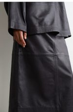 Leather Slim Skirt Brown - Image 2
