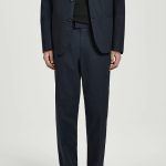 Cotton Straight Trousers Navy