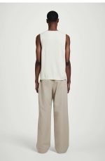 Knitted Round-Neck Vest Beige - Image 3