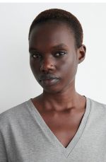 Cotton V-Neck T-Shirt Gray - Image 3