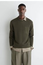 Wool Round-Neck Sweater Khaki