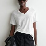 Linen V-Neck T-Shirt White