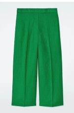 Linen Straight Pants Green - Image 3