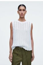 Knitted Round-Neck Vest White