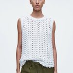 Knitted Round-Neck Vest White