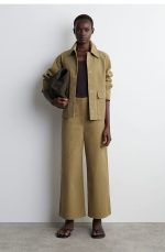 Cotton Wide-Leg Pants Khaki