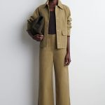 Cotton Wide-Leg Pants Khaki
