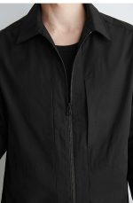 Standard Cotton Zip-up Outerwear Black - Image 3