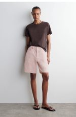 Denim Straight Shorts Pink