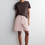 Denim Straight Shorts Pink