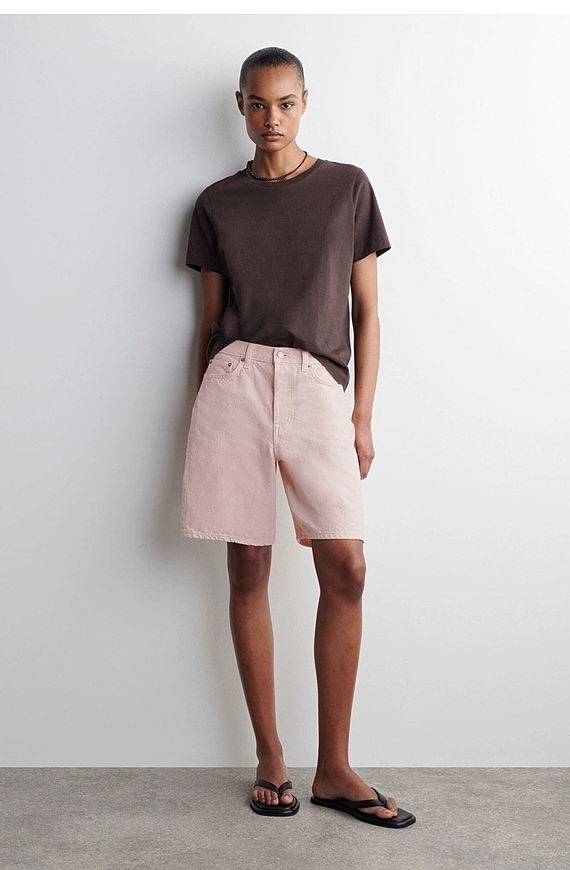 O1CN01oqA43m1u7vtW6sUPO_!!4611686018427380567-0-item_pic Denim Straight Shorts Pink - Image 1