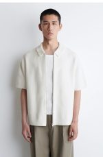 Loose Waffle Cotton Zipper Knitted