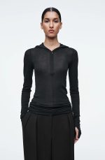 Wool Long-Sleeve Hoodie Black