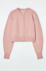 Wool Long-Sleeve Cardigan Pink