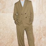 Casual Double-breasted Wool Blend Suit Camel