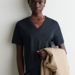 Cotton V-Neck T-Shirt Navy