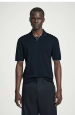 Knitted V-Neck Polo