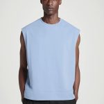 Knitted Round-Neck Vest Blue