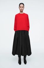 Wool Round-Neck Pullover Red