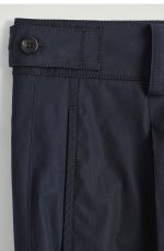 Cotton Pleated Trousers Navy - Image 5