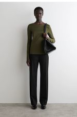 Cotton Long-Sleeve Top Khaki - Image 2