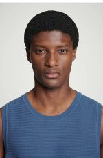 Knitted Round-Neck Vest Blue - Image 3