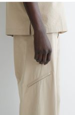 Cotton Straight Trousers Beige - Image 3