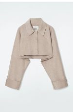 Casual Short Fleece Blend Outerwear Beige - Image 3