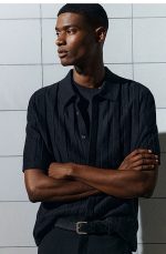 Casual Linen Blend Knitted Navy Blue - Image 2