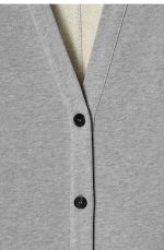 Knitted V-Neck Cardigan Gray - Image 4