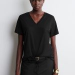Cotton V-Neck T-Shirt Black