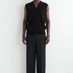 Knitted V-Neck Vest Black