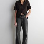 Standard High Waist Straight Denim Retro Washed Black