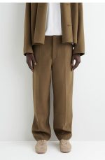Wool Barrel Trousers Brown
