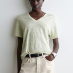 Linen V-Neck T-Shirt Green