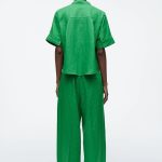 Linen Straight Pants Green